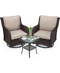 gaomon 3 Pieces Outdoor Wicker Patio Conversation Bistro Set