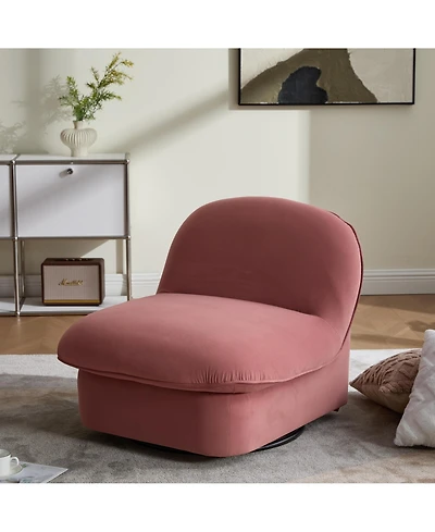 Boyel Living Swivel Accent Chair 360 Degree Metal Base Velvet Pumpkin Shaped for Room Bedroom Office