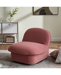 Boyel Living Swivel Accent Chair 360 Degree Metal Base Velvet Pumpkin Shaped for Room Bedroom Office