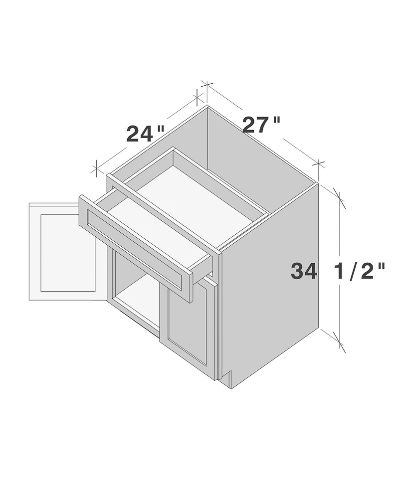 Boyel Living Standard Base Cabinet with Full Overlay Hdf Door and Dovetail Drawer
