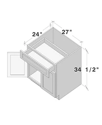 Boyel Living Standard Base Cabinet with Full Overlay Hdf Door and Dovetail Drawer