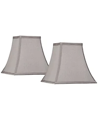 Springcrest Collection Set of 2 Square Lamp Shades Pewter Small 5.25" Top x 10" Bottom x 9.5 High Spider with Replacement Harp and Finial Fitting