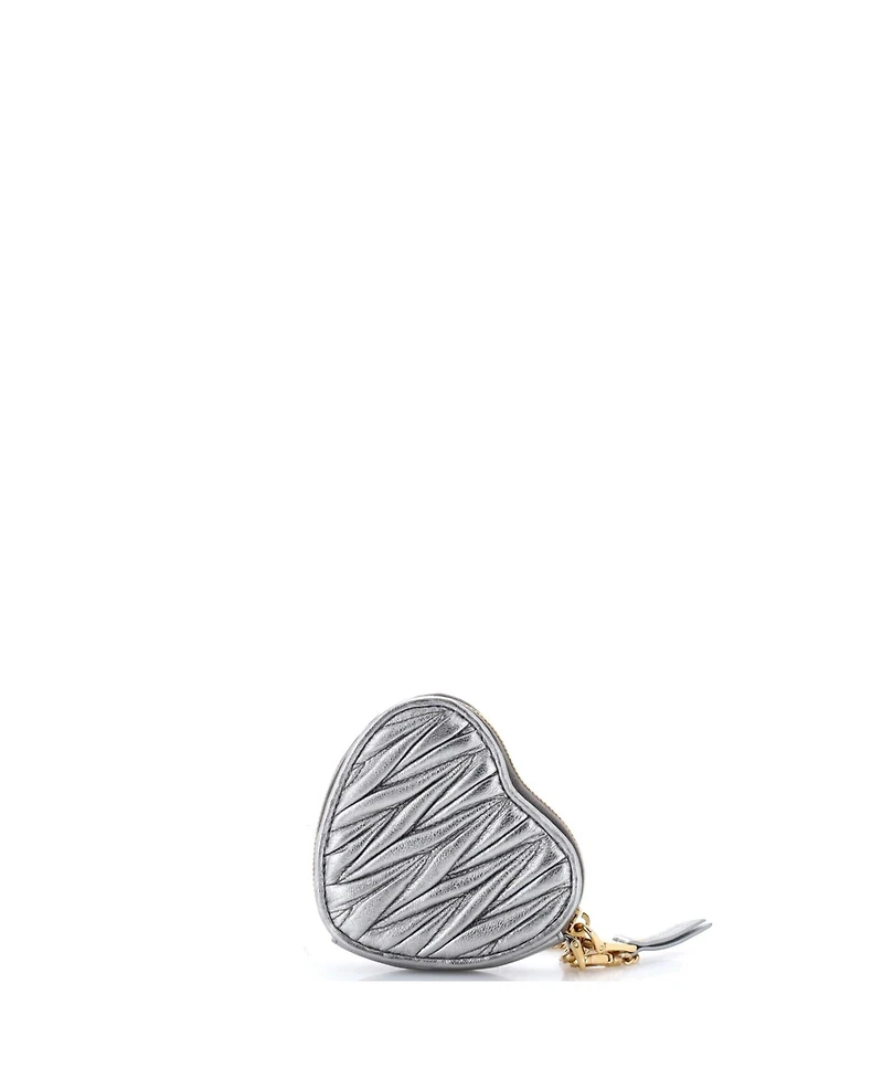 Pre-Owned Miu Miu Heart Chain Coin Purse Matelasse Leather