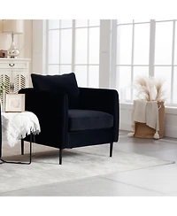 Boyel Living Accent Chair for Room Velvet Comfy Single Sofa Mid Century Armchair with Pillow Metal Legs