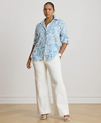 Lauren Ralph Plus Relaxed-Fit Paisley Linen Shirt