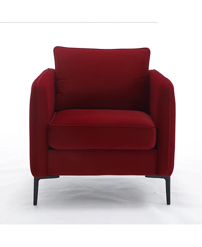 Boyel Living Accent Chair For Living Room Velvet Comfy Single Sofa Chair Mid Century Armchair With Pillow Metal Legs