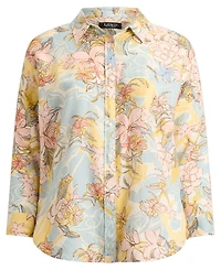 Lauren Ralph Plus Relaxed-Fit Floral Linen Shirt
