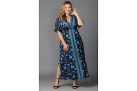 Kiyonna Plus Size Wanderlust Border Print Maxi Dress
