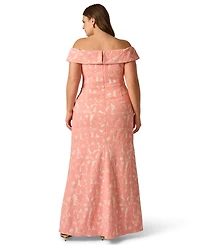 Adrianna Papell Plus Off-The-Shoulder Ball Gown Dress