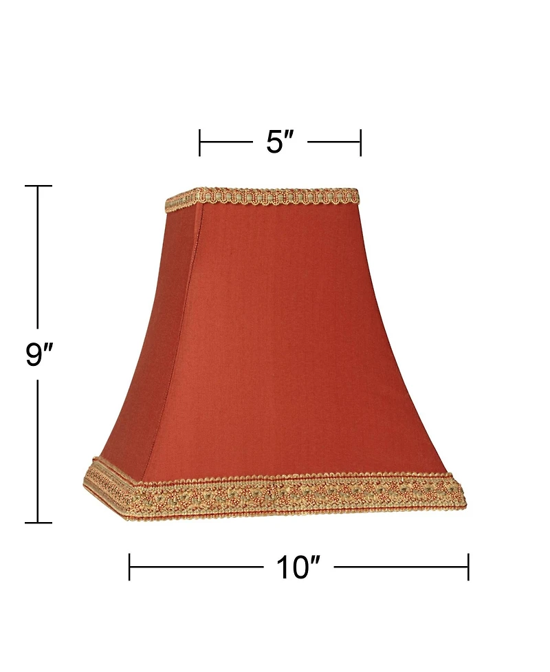 Springcrest Set of 2 Square Lamp Shades Rust Small 5" Top x 9" Bottom x 10" High Spider with Replacement Harp and Finial Fitting