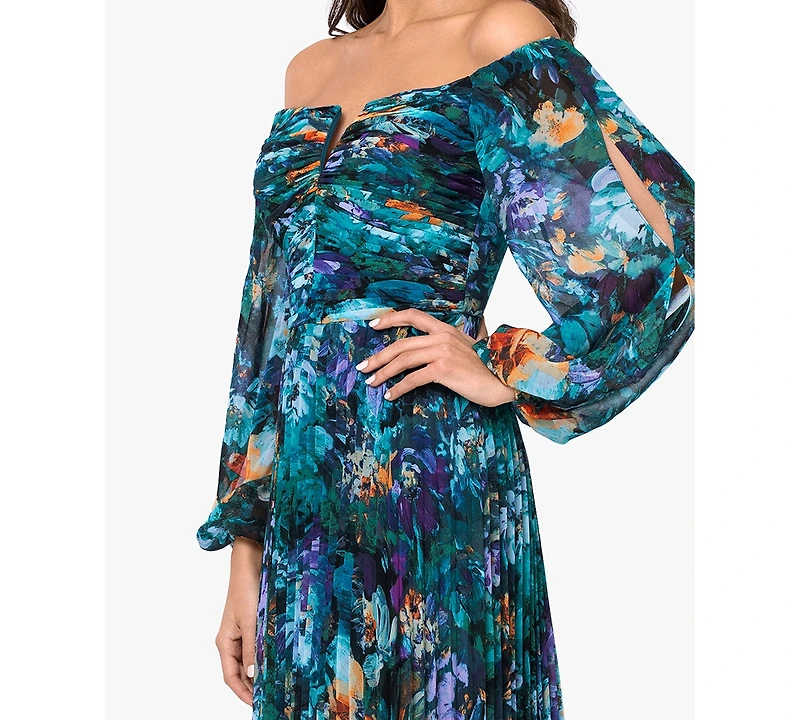 Xscape Women's Off-The-Shoulder Long-Sleeve Gown
