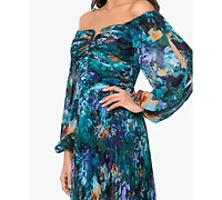 Xscape Women's Off-The-Shoulder Long-Sleeve Gown