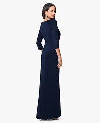 Xscape Women's 3/4-Length Sleeve V-Neck Gown