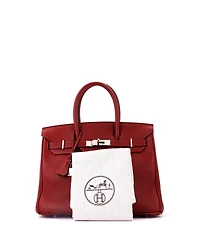 Pre-Owned HERMES Birkin 30 Handbag Red Clemence with Palladium Hardware