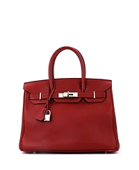 Pre-Owned HERMES Birkin 30 Handbag Red Clemence with Palladium Hardware