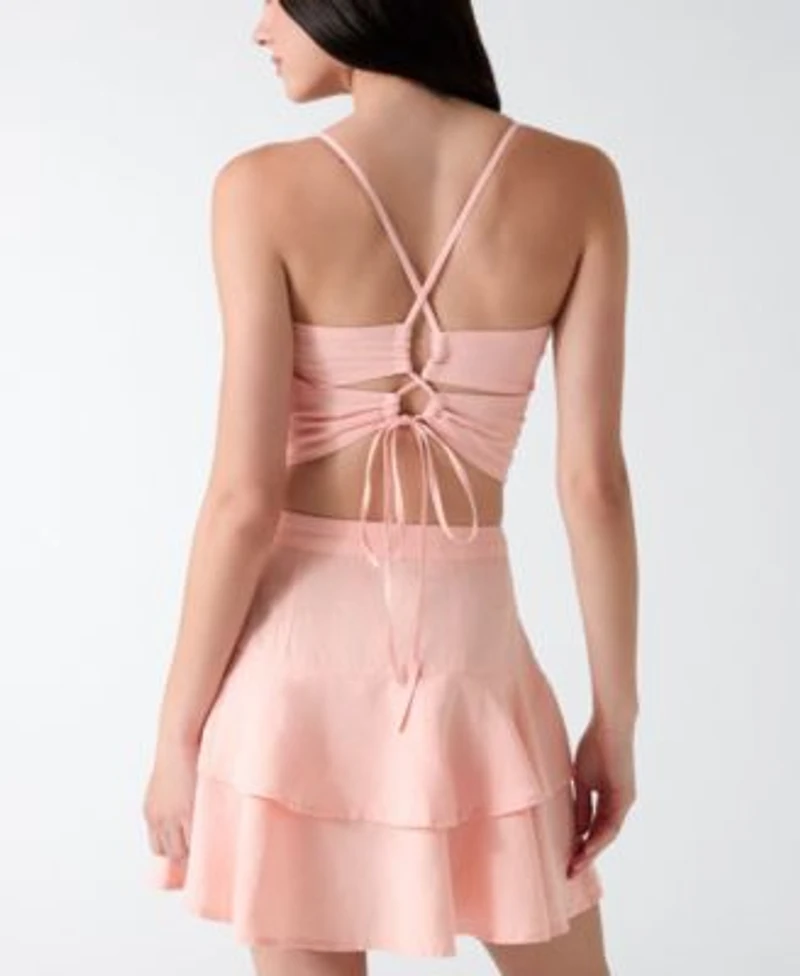 Guess Womens Wendy Sleeveless Crop Top Dena A Line Tiered Mini Skirt