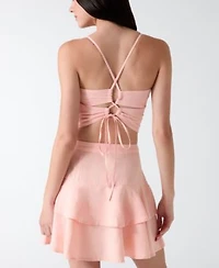 Guess Womens Wendy Sleeveless Crop Top Dena A Line Tiered Mini Skirt