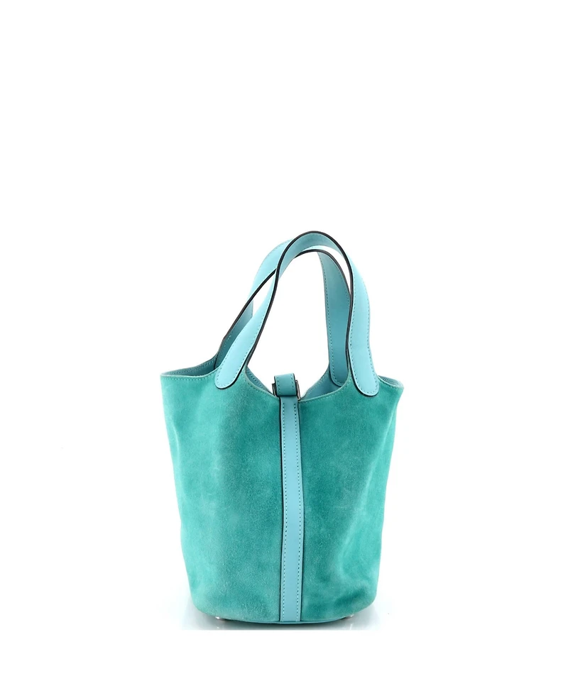 Pre-Owned HERMES Pm Picotin Lock Bag Doblis Suede and Swift