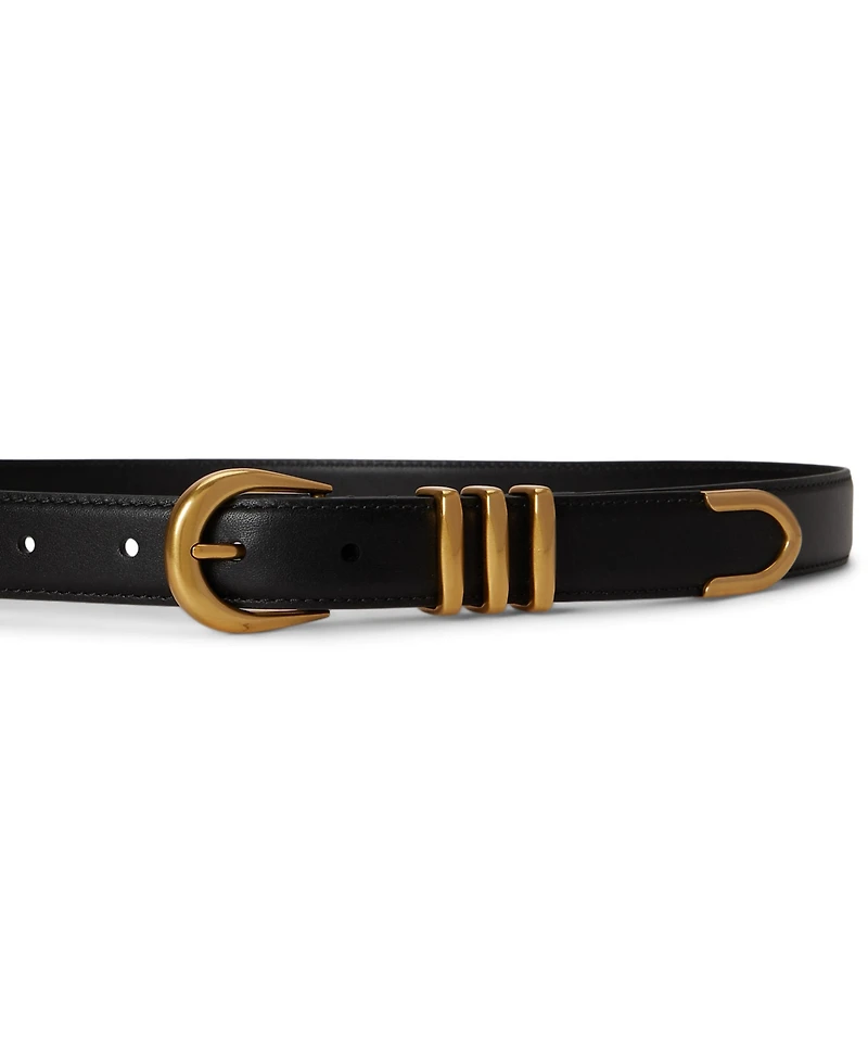 Lauren Ralph Metal Keeper Leather Belt