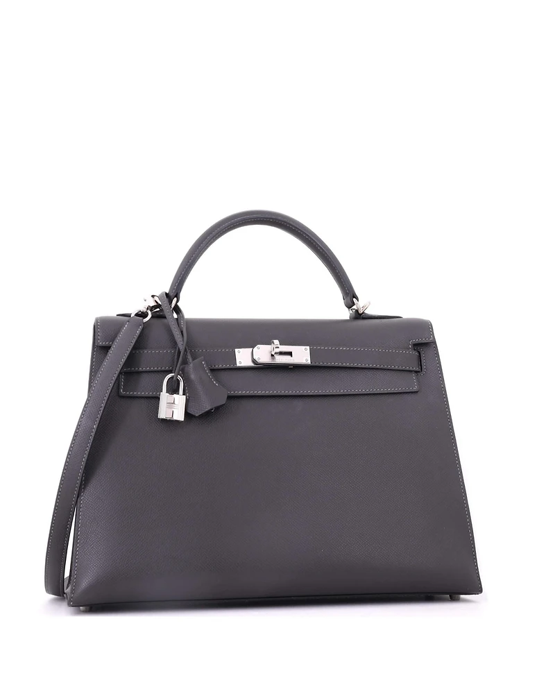 Pre-Owned Hermes Kelly Handbag Epsom with Palladium Hardware