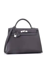 Pre-Owned Hermes Kelly Handbag Epsom with Palladium Hardware