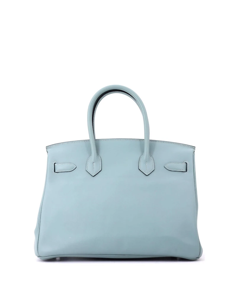 Pre-Owned HERMES Birkin 30 Handbag Blue Swift with Palladium Hardware