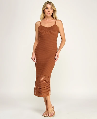 Invitee Juniors' V-Neck Sleeveless Bodycon Crochet Dress