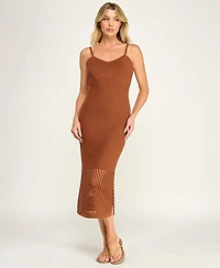 Invitee Juniors' V-Neck Sleeveless Bodycon Crochet Dress