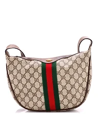 Pre-Owned Gucci Small Ophidia Half Moon Hobo Gg Coated Canvas