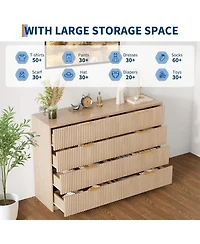 gaomon 8-Drawer Fluted Dresser, Wood Storage Organizer with 9 Drawers, Large Capacity and Anti-Tip, Retro Bedroom Dresser and Nightstand, Entryway