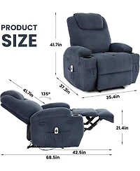 gaomon Rocking Recliner Chair with Vibration Massage, Heat, Cup Holders, Side Pockets & Comfy Design