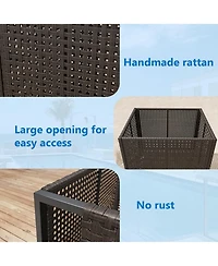gaomon Poolside Rattan Storage Organizer, Pool Float Storage Holder with Mesh Rolling for Pool Noodles, Toys, Floats, Balls