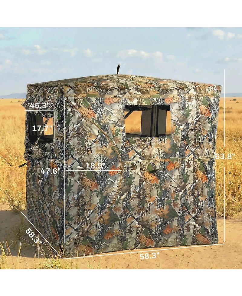 Outsunny Hunting Blind for 2 Person, Pop Up Blind with 270-Degree View