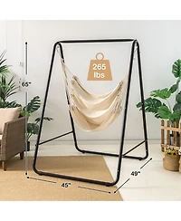 Gymax Hammock Chair Stand Hanging Padded Swing Heavy Duty Steel Outdoor