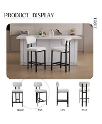 Boyel Living Set of 2 26" Upholstered Fabric Counter-Height Bar Stools with Metal Legs