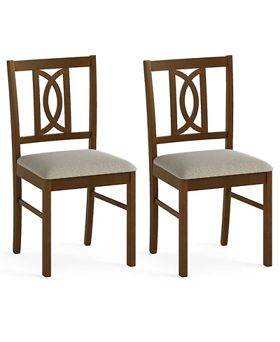 Gymax Dining Chairs Set of 2 w/Hollowed Backrest and Padded Seat for Living Room Kitchen