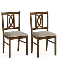 Gymax Dining Chairs Set of 2 w/Hollowed Backrest and Padded Seat for Living Room Kitchen