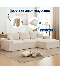 gaomon 110-Inch Cloud Sectional Couch with Throw Pillows- Large L-Shaped Corduroy Sofa- Right Chaise