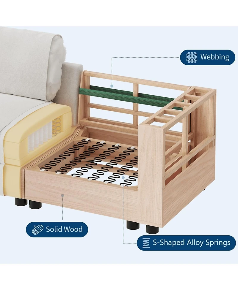 gaomon Modular Sectional Sofa- -Seater L-Shaped Couch with Movable Ottoman- Convertible Chenille Sofa