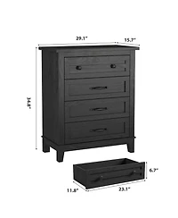 gaomon 5 Drawer 41.3" Tall Wooden Vertical Dresser with Large Storage