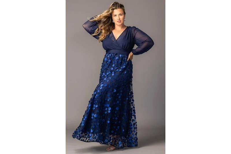 Kiyonna Plus Blossoming Beauty Mesh Evening Gown