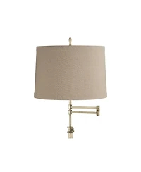 360 Lighting Swing Arm Floor Lamp 70" Tall Antique Brass Linen Fabric Drum Shade for Living Room Reading Bedroom Office