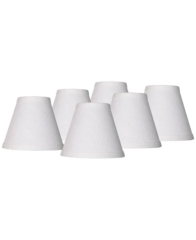 Springcrest Set of 6 Hardback Empire Lamp Shades White Linen Small 3" Top x 6" Bottom x 5" High Candelabra Clip-On Fitting