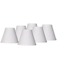 Springcrest Set of 6 Hardback Empire Lamp Shades White Linen Small 3" Top x 6" Bottom x 5" High Candelabra Clip-On Fitting