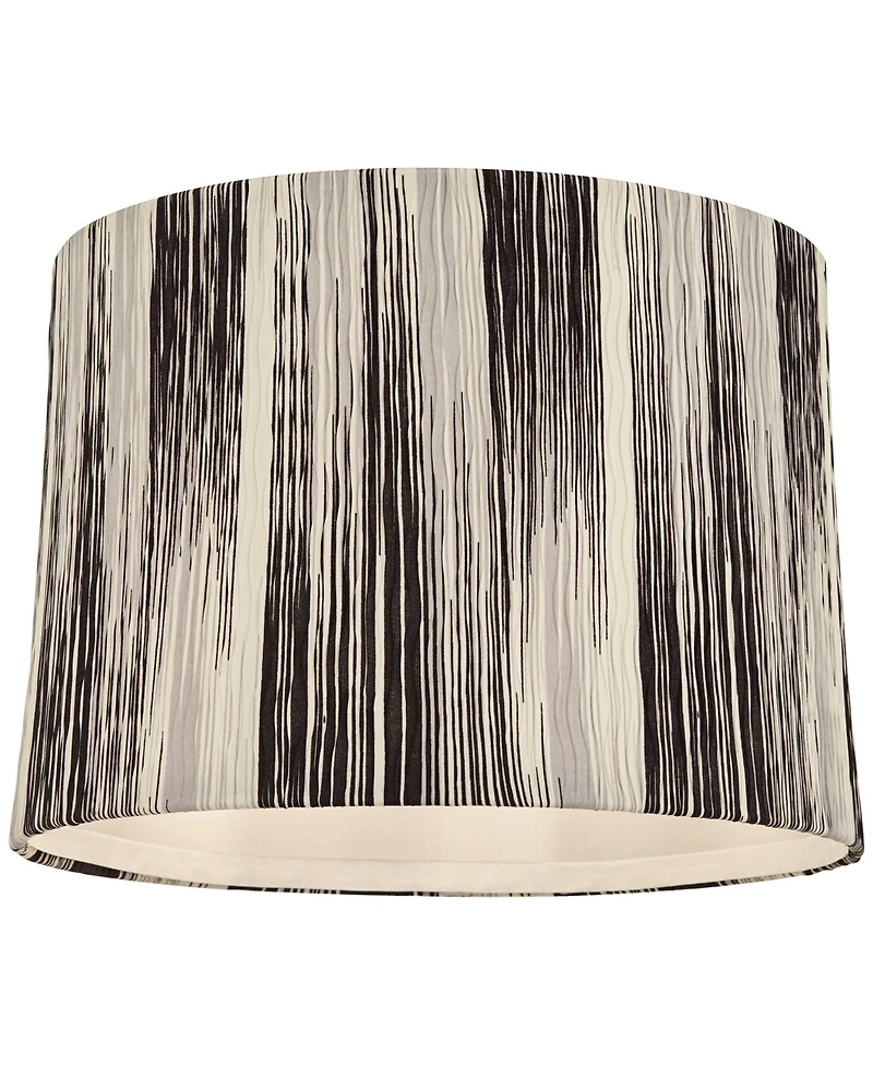 Springcrest Esbjerg 13" Top x 14" Bottom x 10" High x 10" Slant Print Lamp Shade Replacement Drum Monochrome Washer Harp Finial