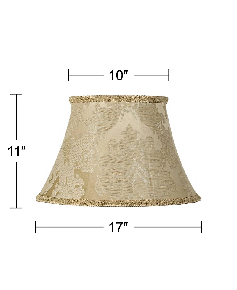 Springcrest Set of 2 Bell Print Lamp Brocade Large 10" Top x 17" Bottom x 11" High Spider Harp and Finial Fitting