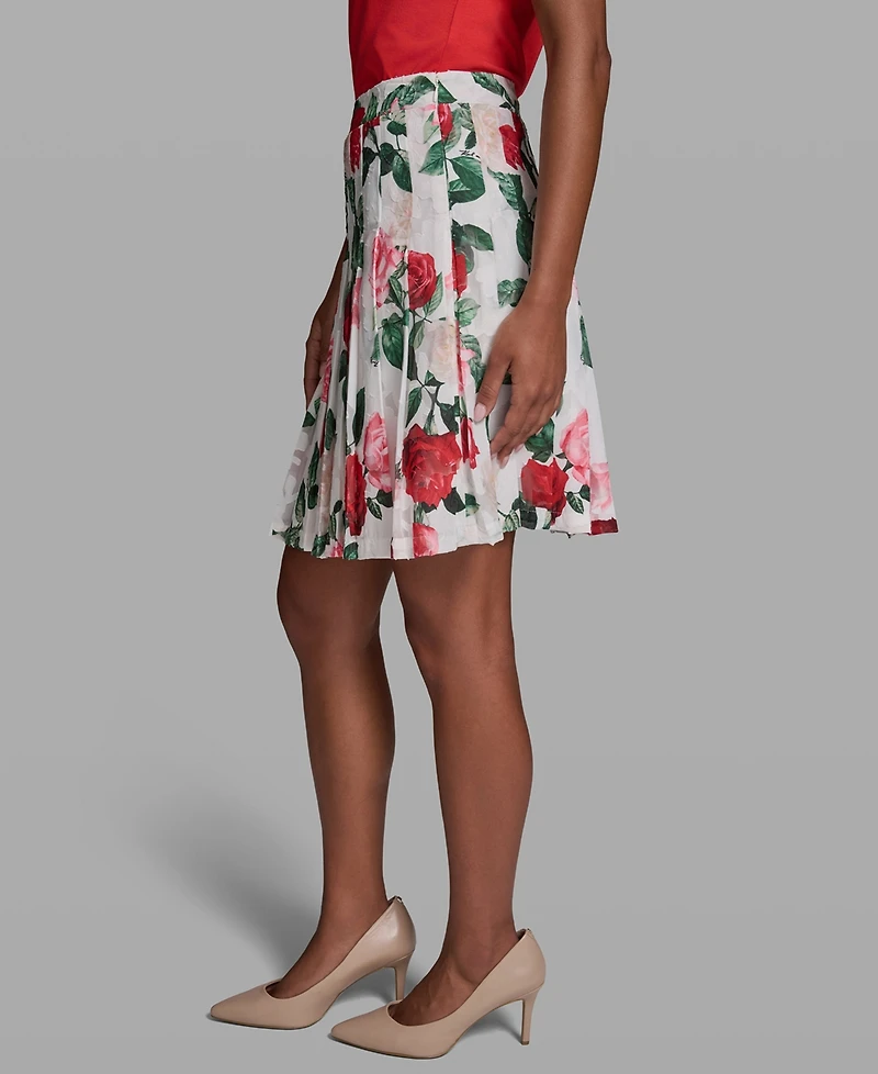 Karl Lagerfeld Paris Women's Printed Pleat Skirt