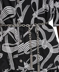 Karl Lagerfeld Paris Women's Printed Belt Collared Dress