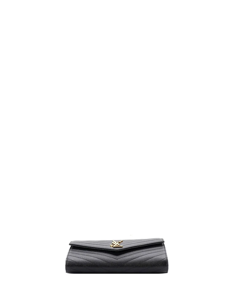 Pre-Owned Saint Laurent Classic Monogram Envelope Wristlet Clutch Matelasse Chevron Leather