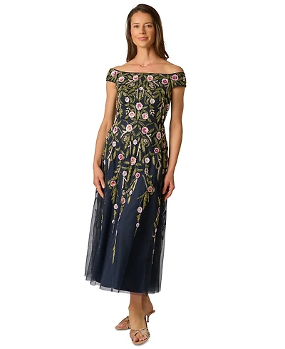 Adrianna Papell Women's Beaded Fit & Flare Dress